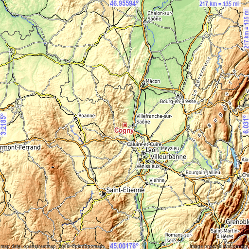 Topographic map of Cogny