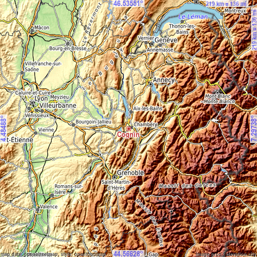 Topographic map of Cognin