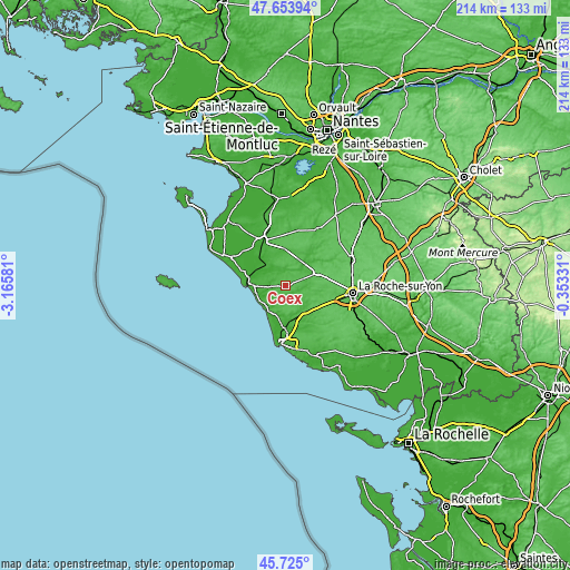 Topographic map of Coëx