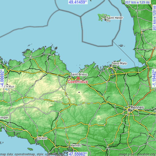 Topographic map of Coëtmieux