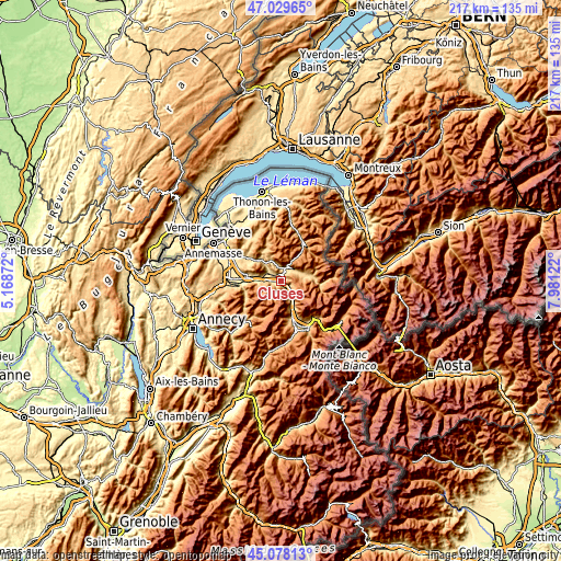 Topographic map of Cluses