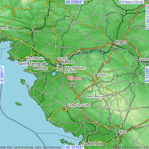 Topographic map of Clisson