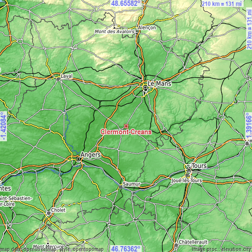 Topographic map of Clermont-Créans