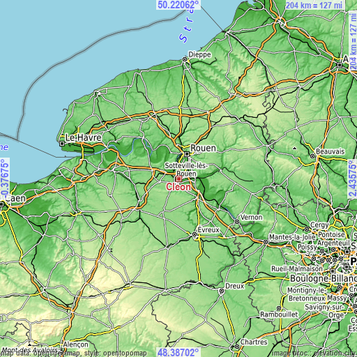 Topographic map of Cléon