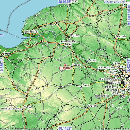 Topographic map of Claville