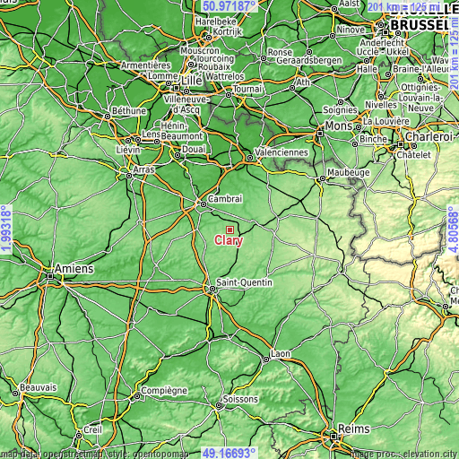 Topographic map of Clary