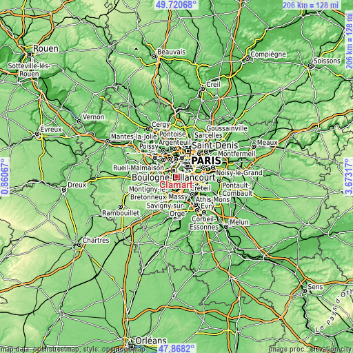 Topographic map of Clamart