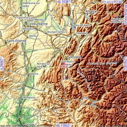 Topographic map of Claix