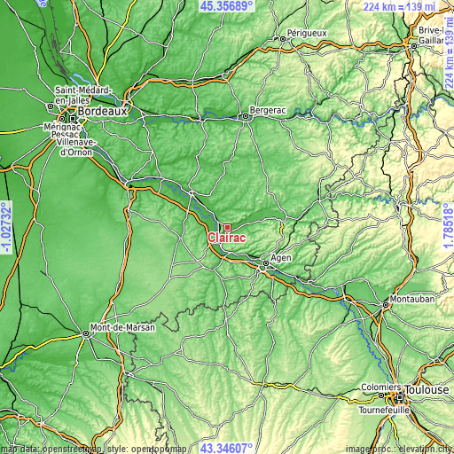 Topographic map of Clairac