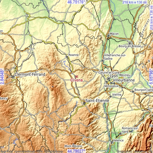 Topographic map of Civens