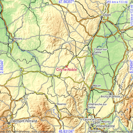 Topographic map of Ciry-le-Noble