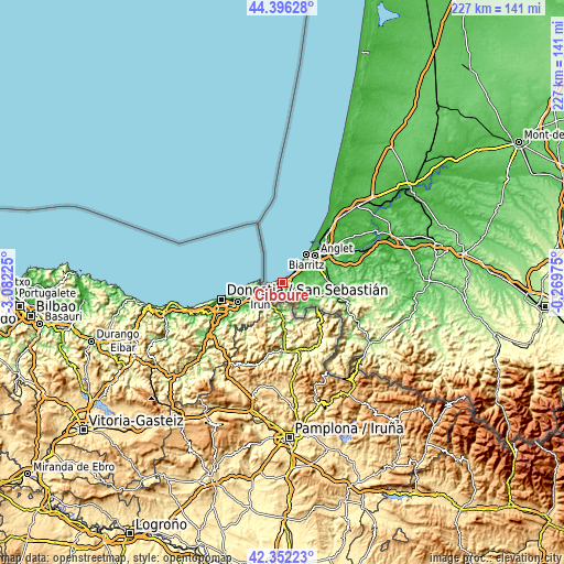 Topographic map of Ciboure