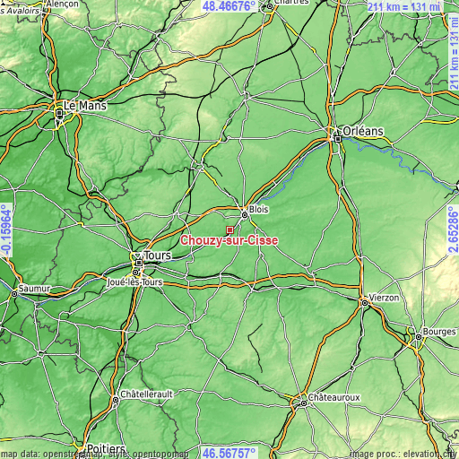 Topographic map of Chouzy-sur-Cisse