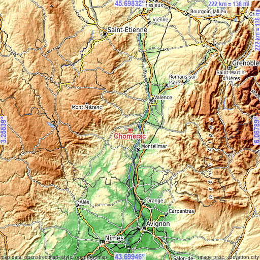 Topographic map of Chomérac