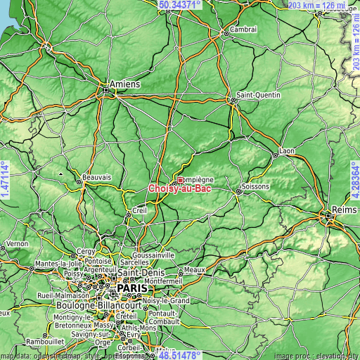 Topographic map of Choisy-au-Bac