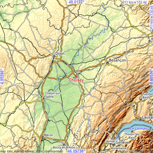 Topographic map of Choisey