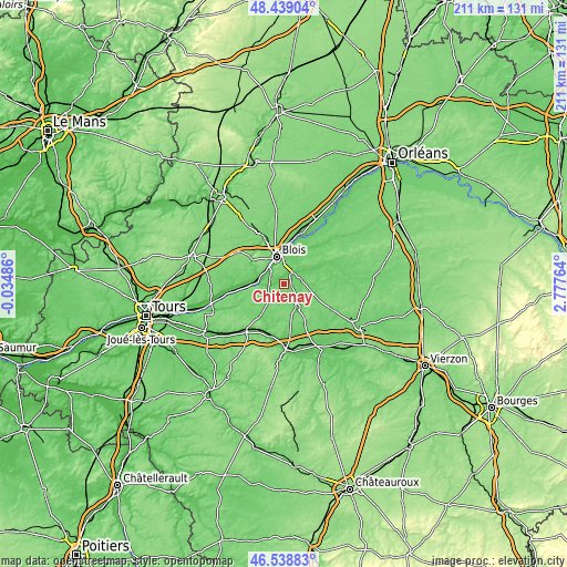 Topographic map of Chitenay