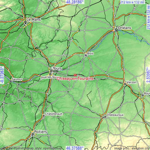 Topographic map of Chissay-en-Touraine