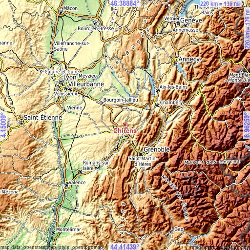 Topographic map of Chirens