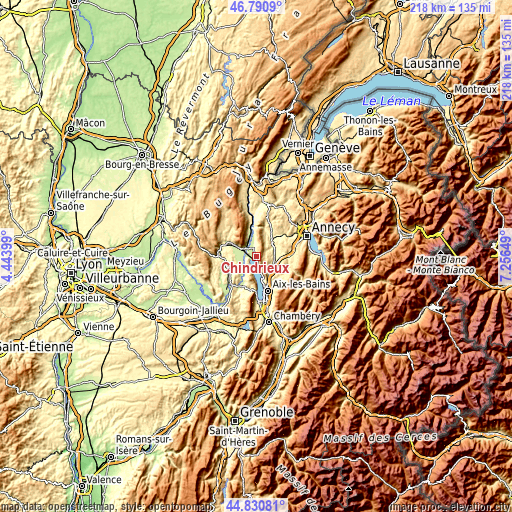 Topographic map of Chindrieux