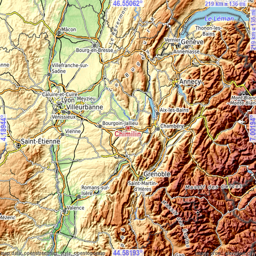 Topographic map of Chimilin