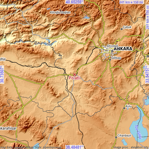Topographic map of Polatlı
