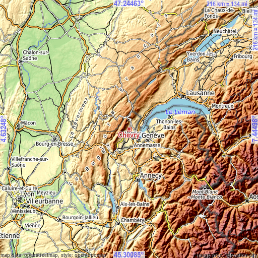 Topographic map of Chevry