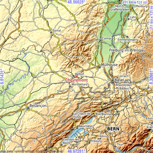 Topographic map of Chèvremont