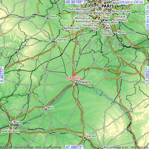 Topographic map of Chevilly