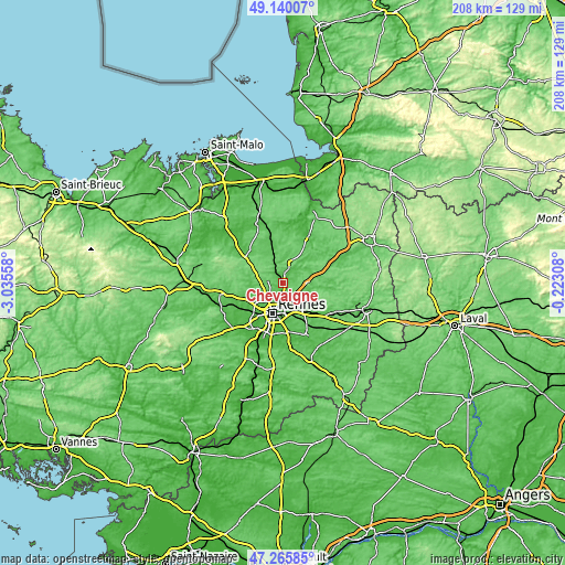 Topographic map of Chevaigné