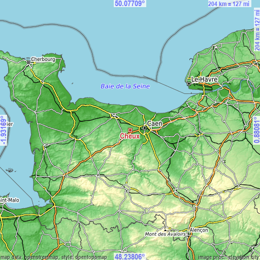 Topographic map of Cheux