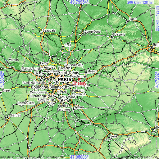 Topographic map of Chessy