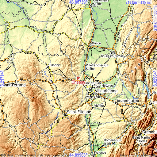 Topographic map of Chessy