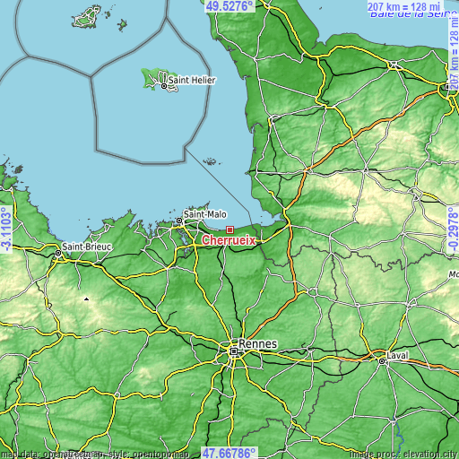 Topographic map of Cherrueix