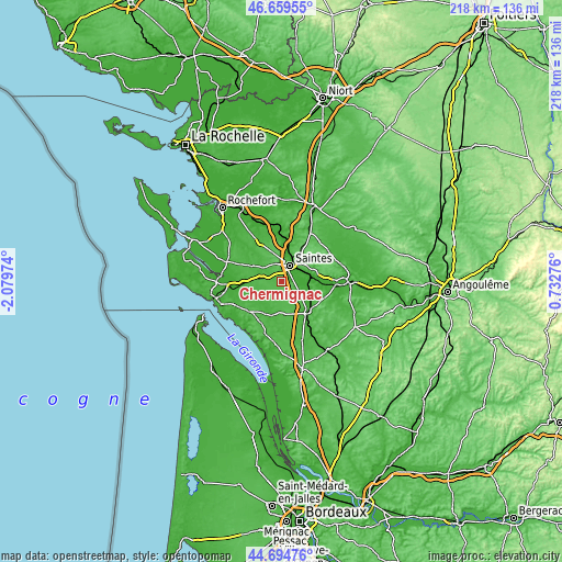 Topographic map of Chermignac