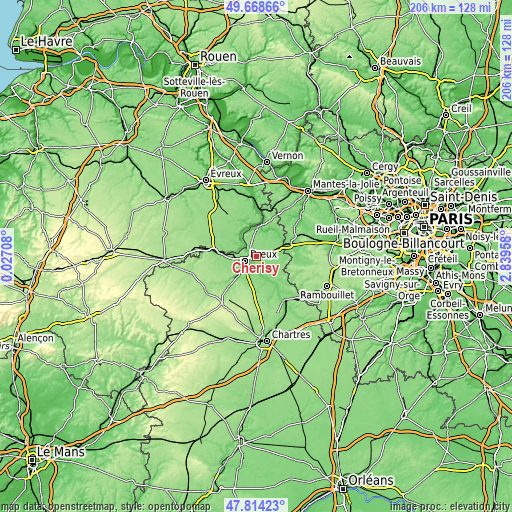 Topographic map of Cherisy