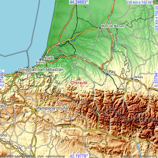 Topographic map of Chéraute