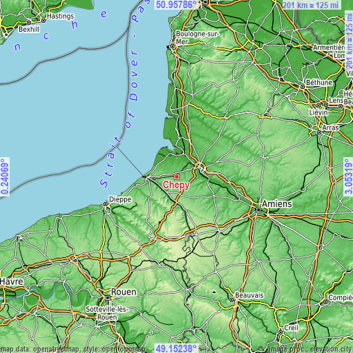 Topographic map of Chépy