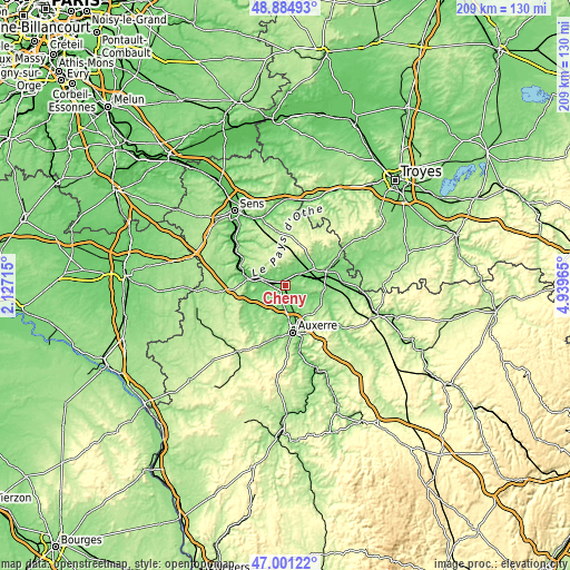 Topographic map of Cheny