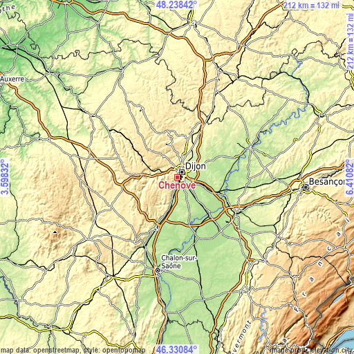 Topographic map of Chenôve