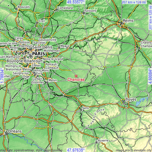 Topographic map of Chenoise