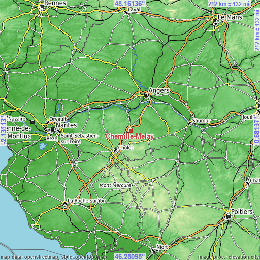 Topographic map of Chemillé-Melay