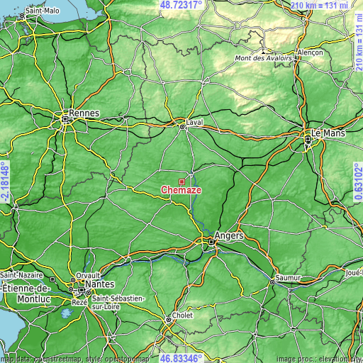 Topographic map of Chemazé