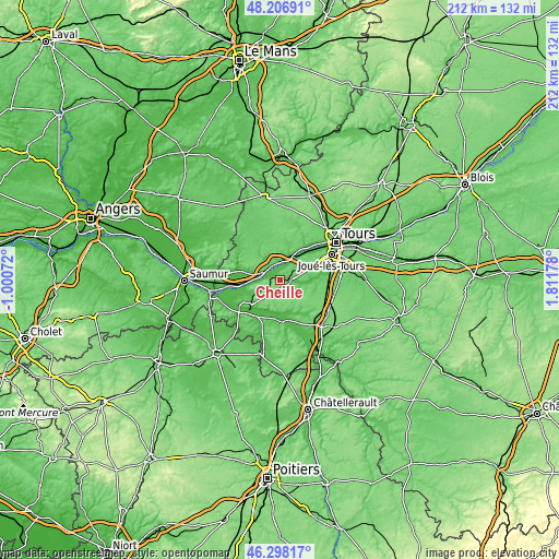 Topographic map of Cheillé