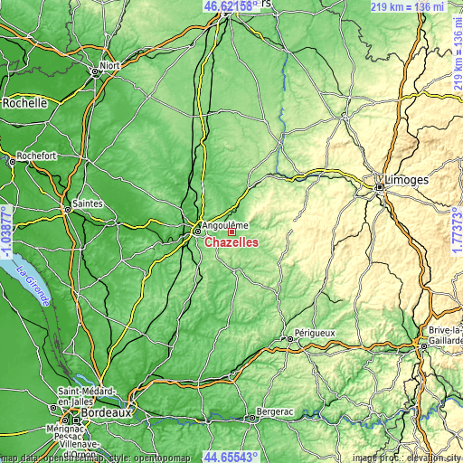 Topographic map of Chazelles