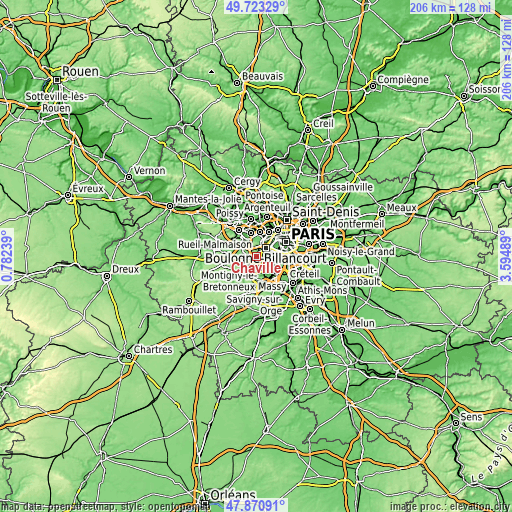 Topographic map of Chaville