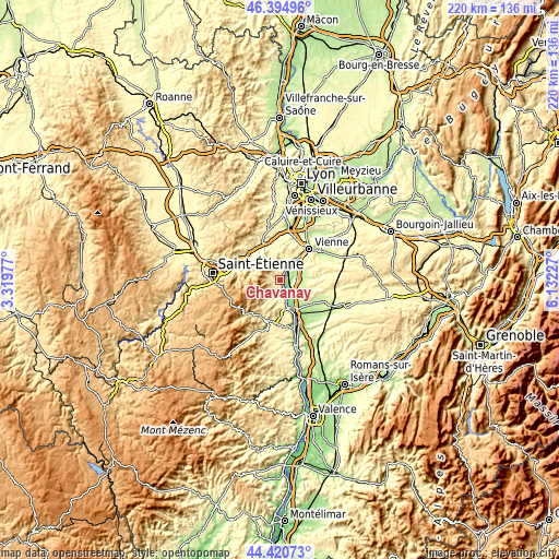 Topographic map of Chavanay