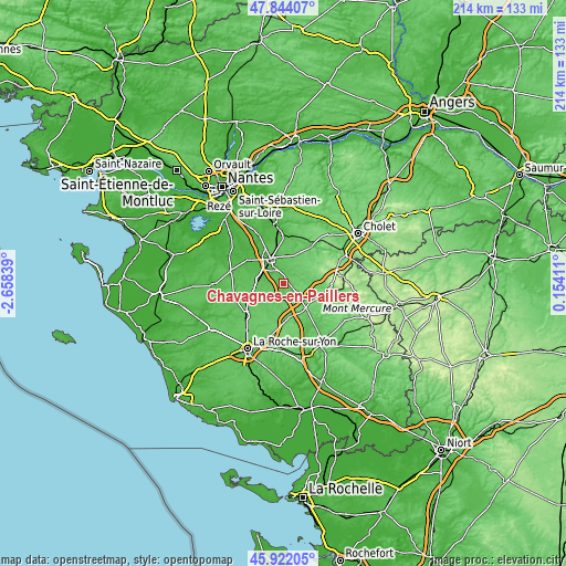 Topographic map of Chavagnes-en-Paillers