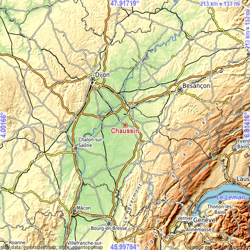 Topographic map of Chaussin