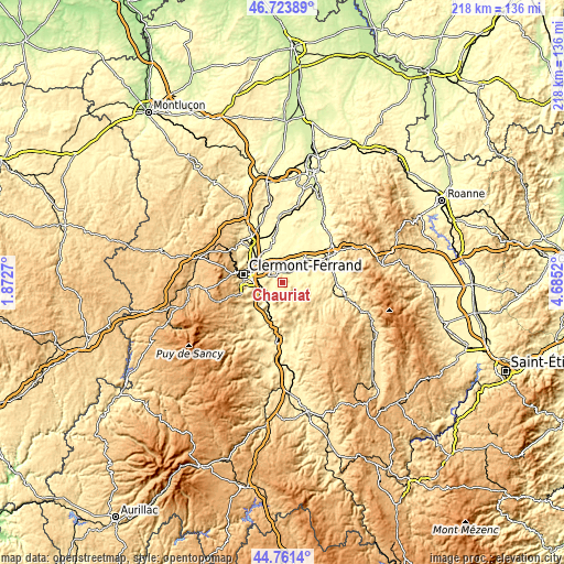 Topographic map of Chauriat